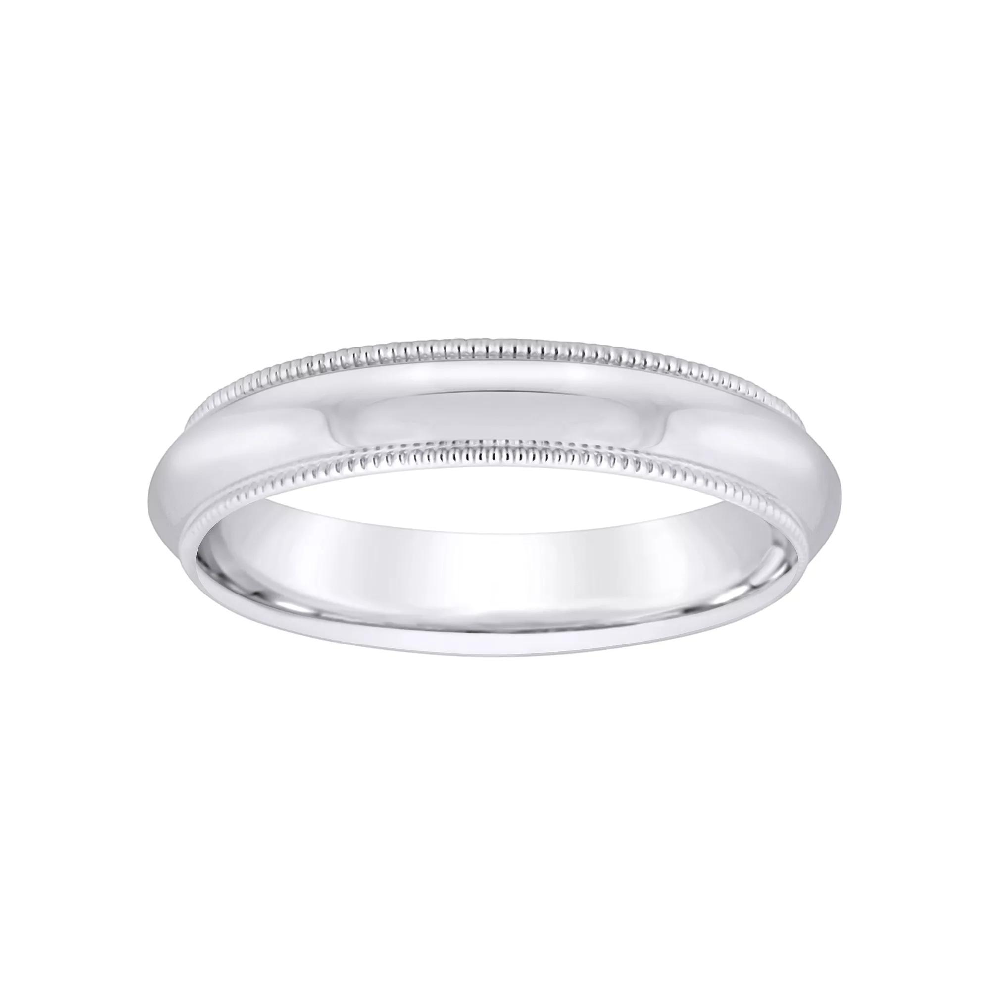 Alyson Layne Mens 18k White Gold Milgrain Comfort Fit Wedding Band Product Image