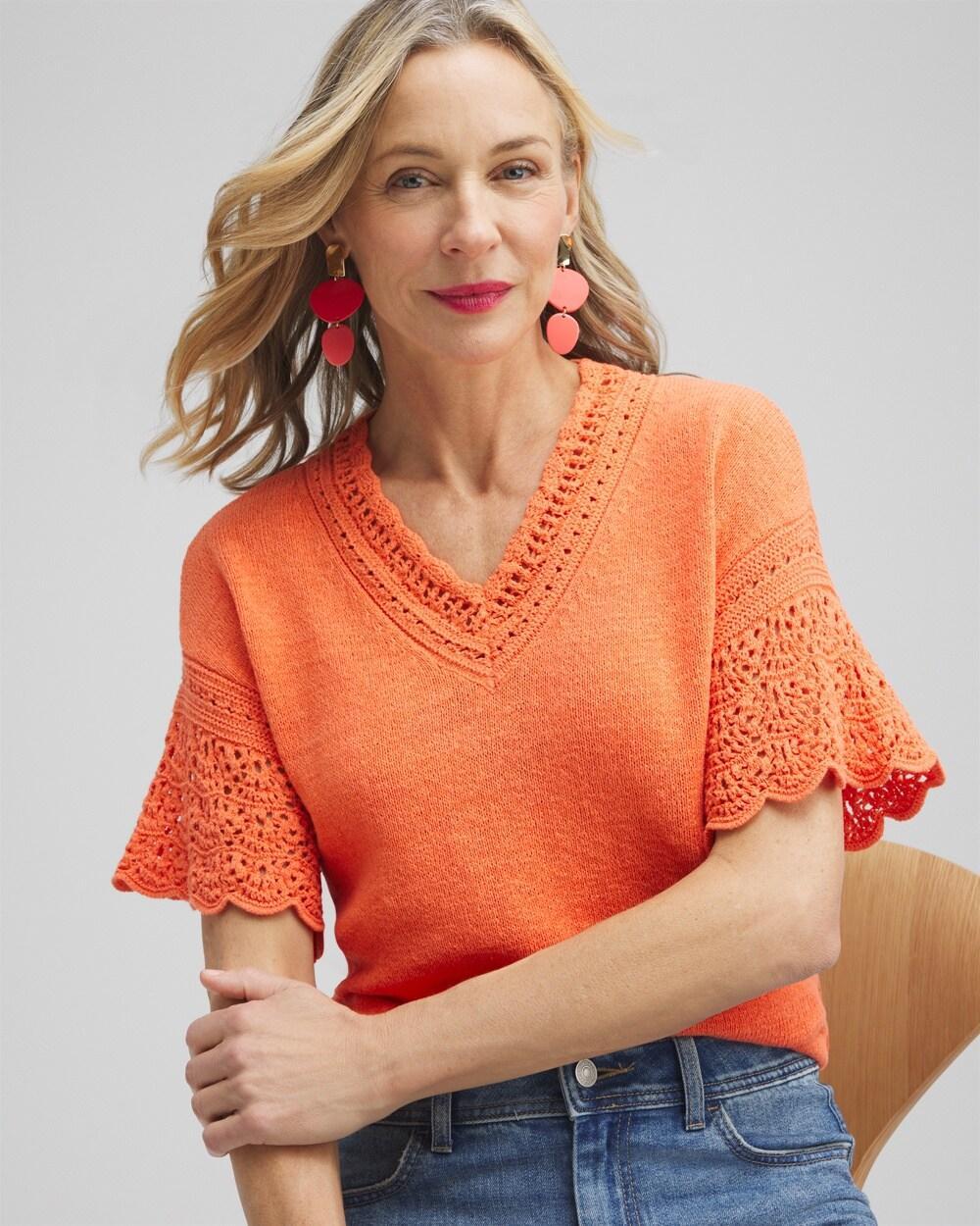 Pointelle Knit Pullover Sweater Product Image