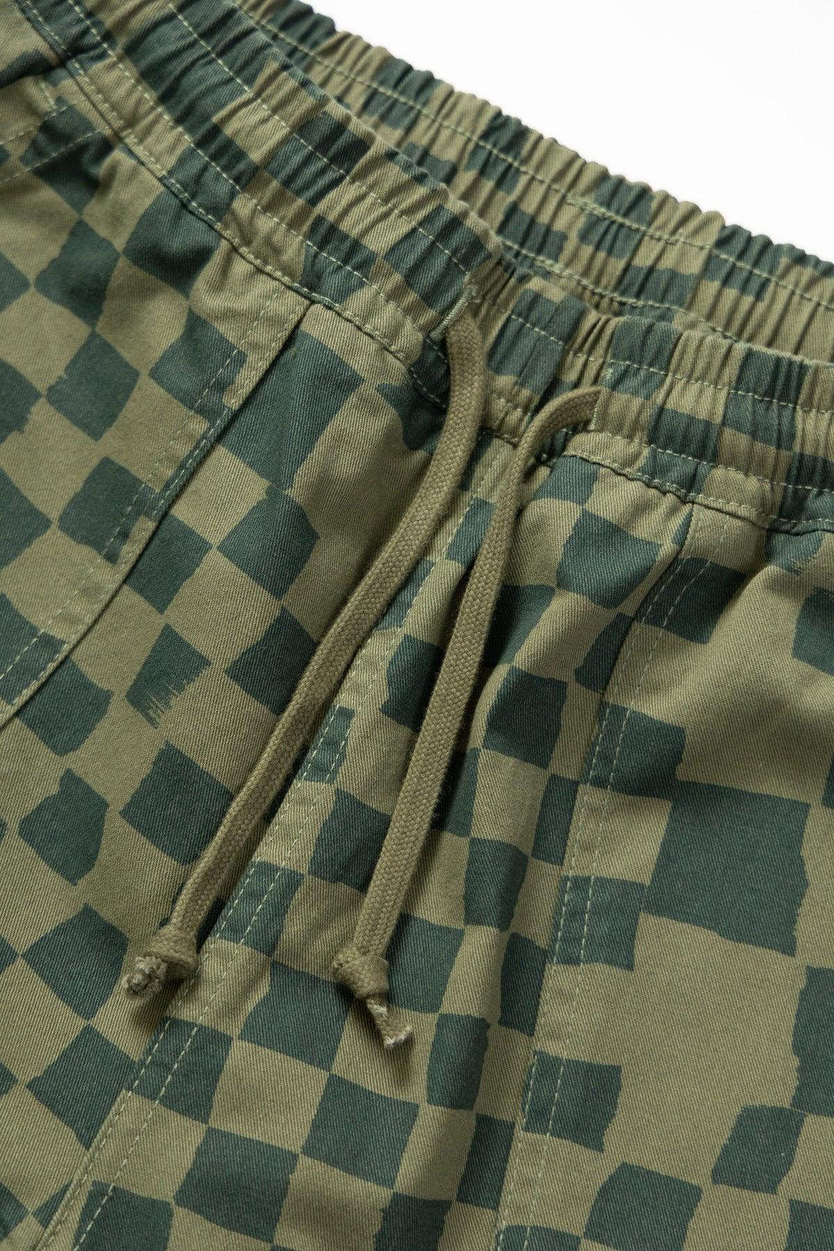 Printed Chef Shorts - Olive Checker Product Image