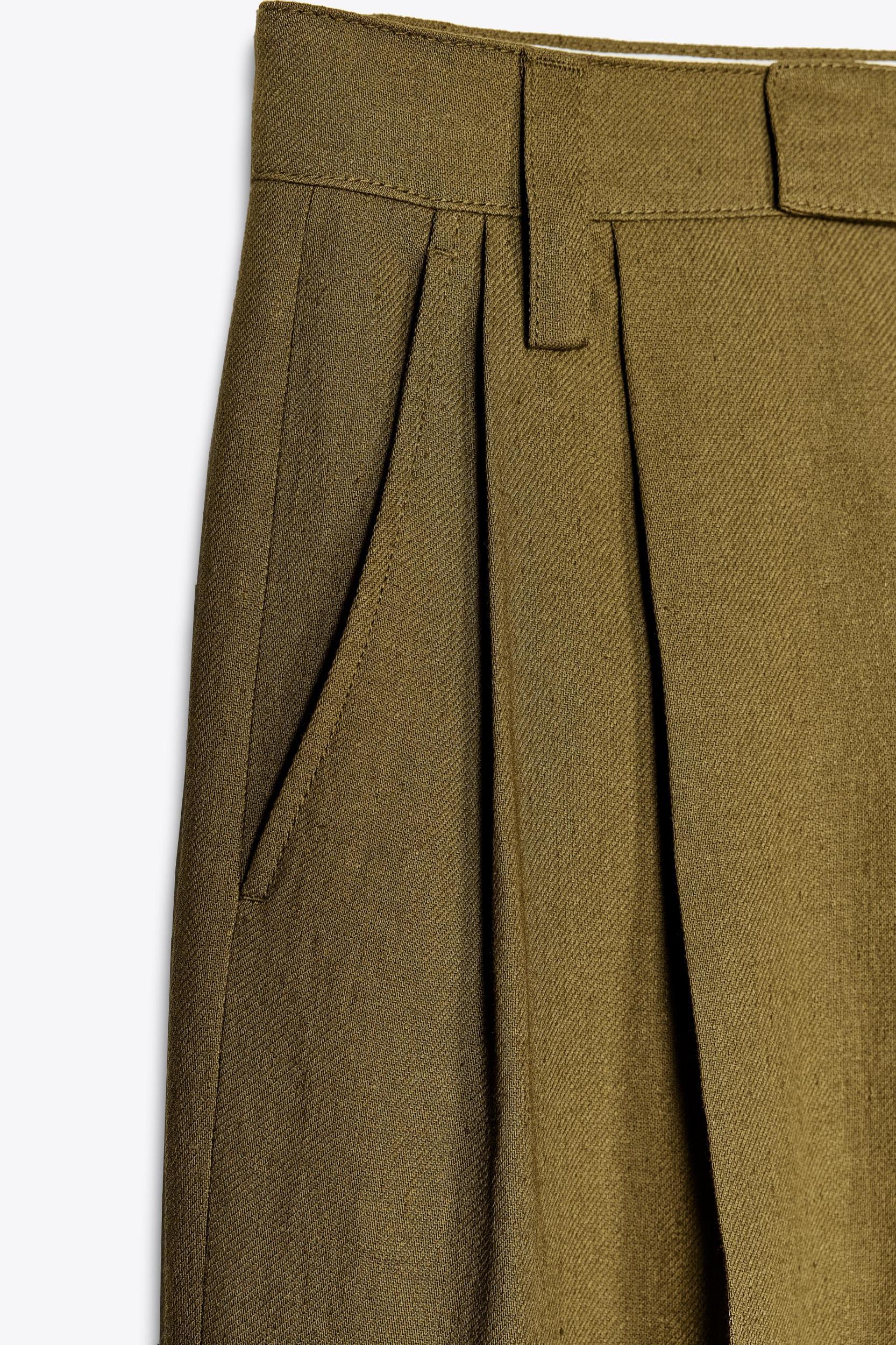 LINEN BLEND PLEATED PANTS ZW COLLECTION Product Image