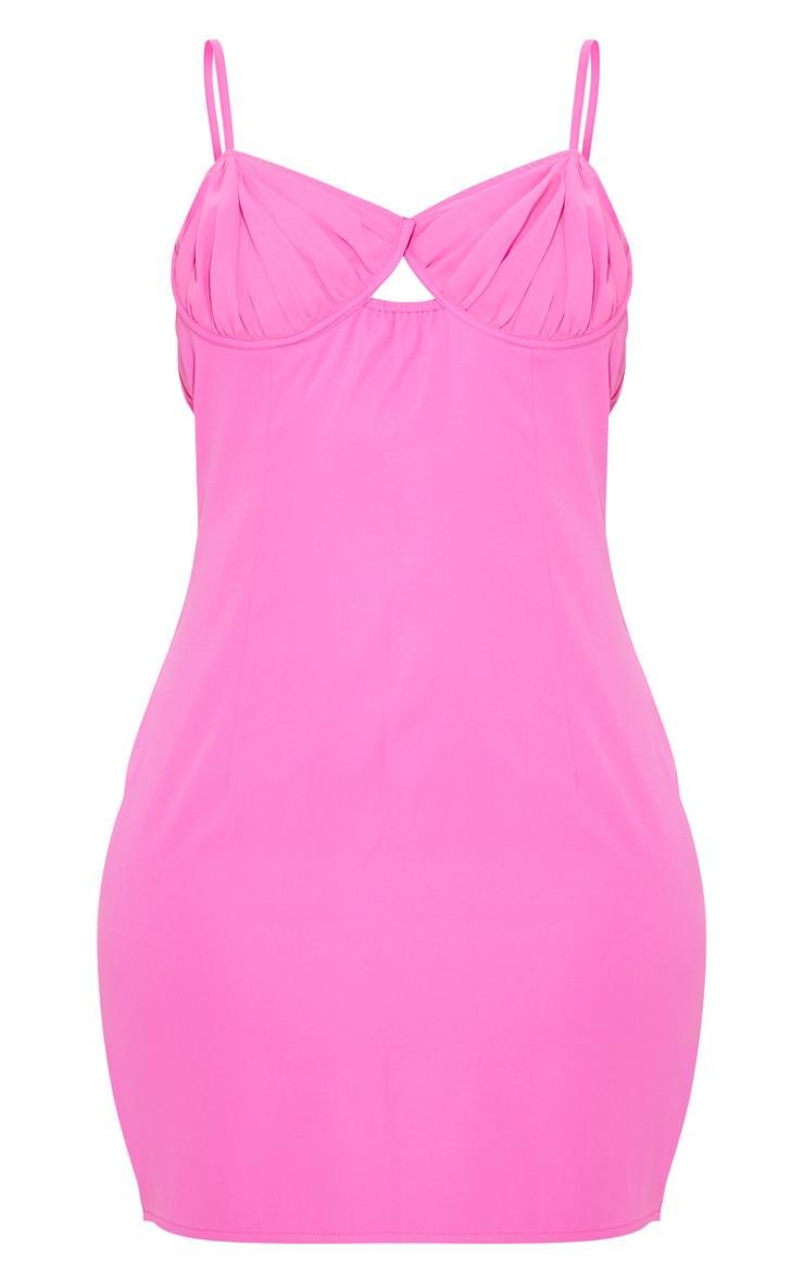Shape Hot Pink Woven Ruched Cup Detail Strappy Mini Dress Product Image