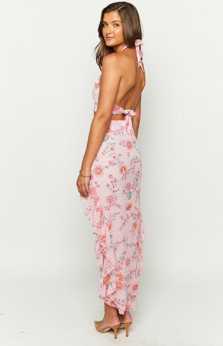 Elijah Pink Floral Maxi Skirt Product Image
