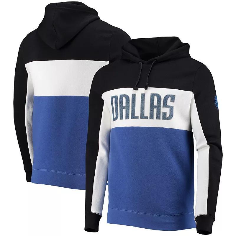 Men's Junk Food Black/White Dallas Mavericks Wordmark Colorblock Fleece Pullover Hoodie, Size: Small Product Image