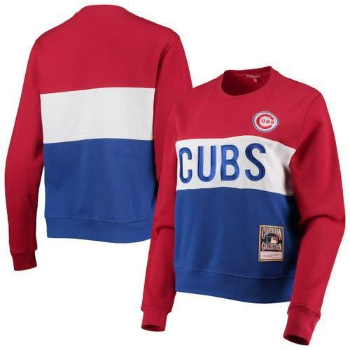 Women's Mitchell & Ness Royal Chicago Cubs Color Block 2.0 Pullover Sweatshirt, Size: XL, Blue Product Image