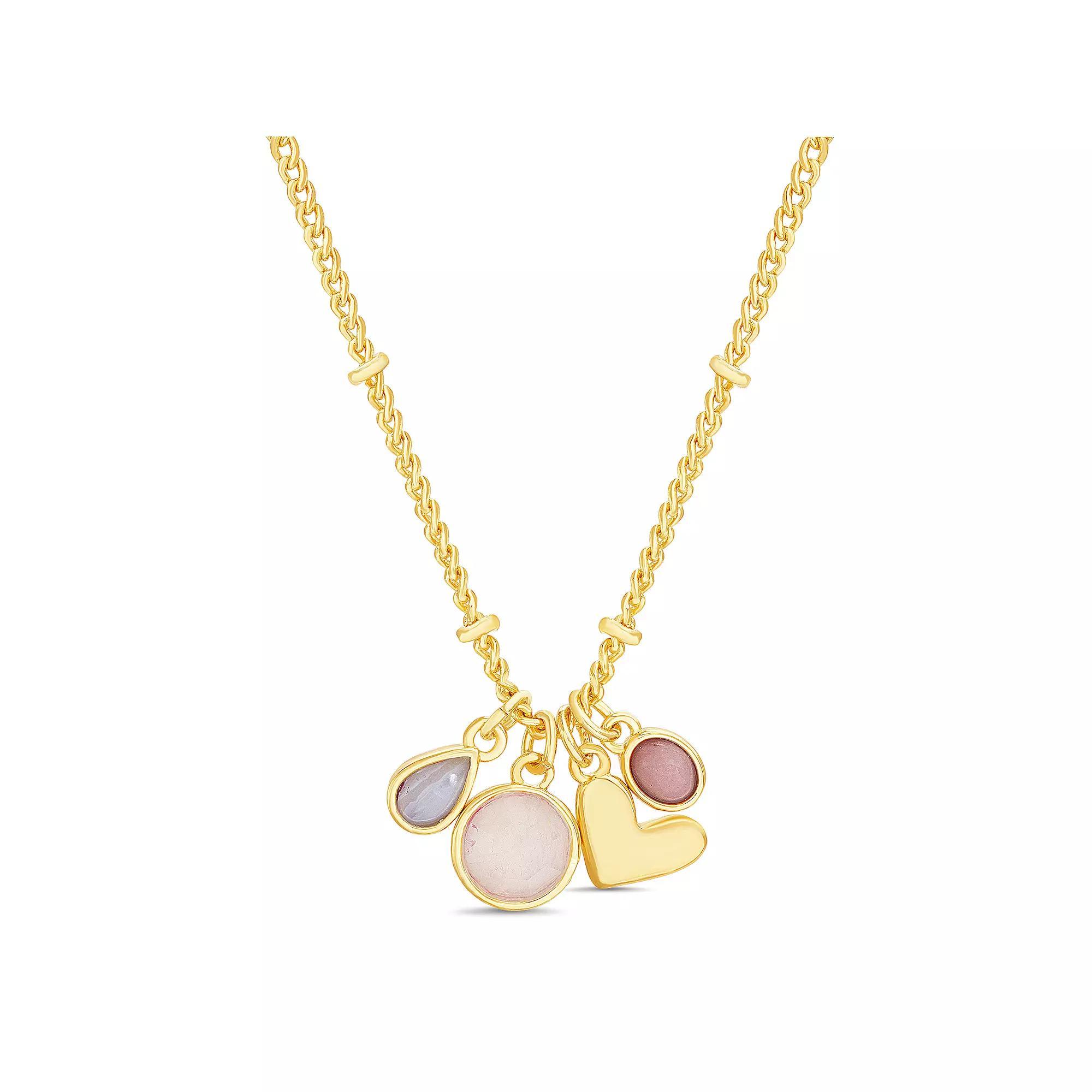Paige Harper Color Therapy Gold Tone Gemstone Cluster & Heart Charm Necklace, Womens, Size: 16+3 Product Image