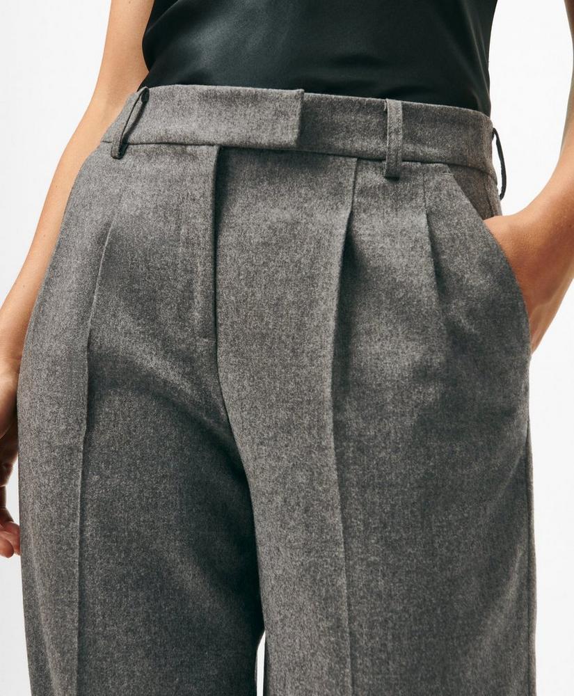 Wool Wide-Leg Pleated Flannel Trousers Product Image