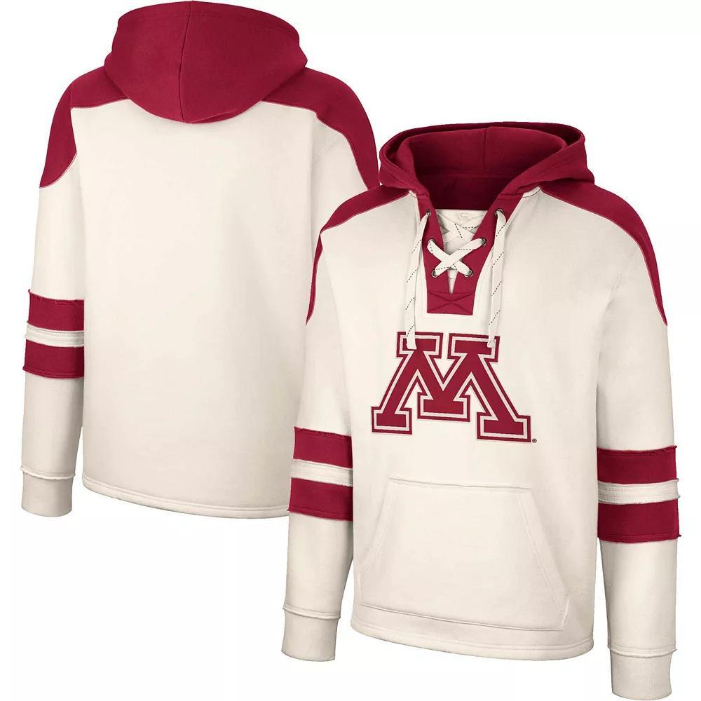 Men's Colosseum Cream Minnesota Golden Gophers Lace-Up 4.0 Vintage Pullover Hoodie, Size: 2XL, Beige Product Image