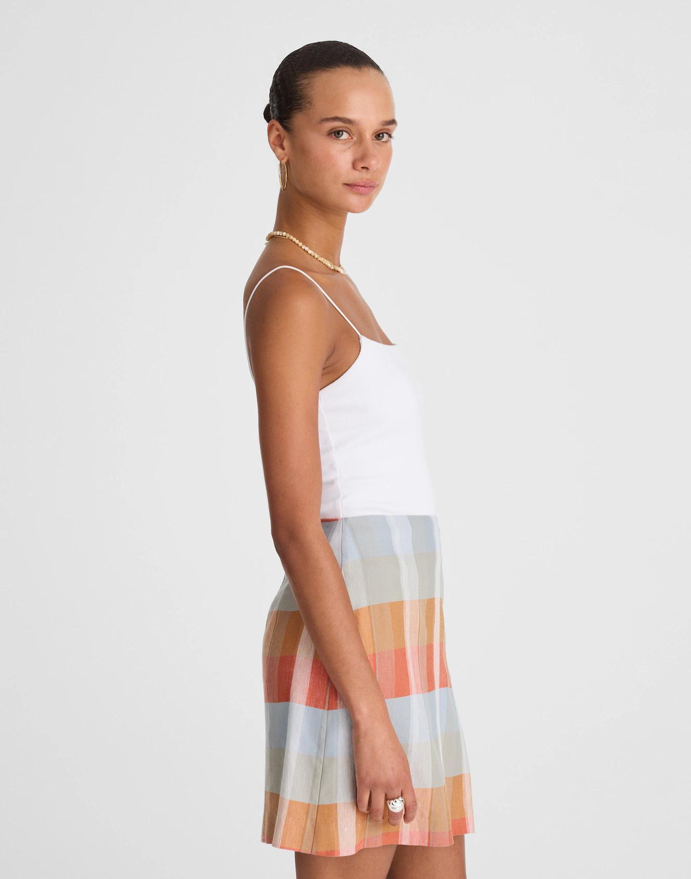 Single-Pleat Linen Mini Skirt Product Image