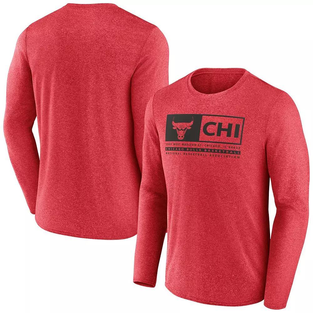 Men's Fanatics Branded Heather Red Chicago Bulls Three-Point Play T-Shirt, Size: Medium Product Image