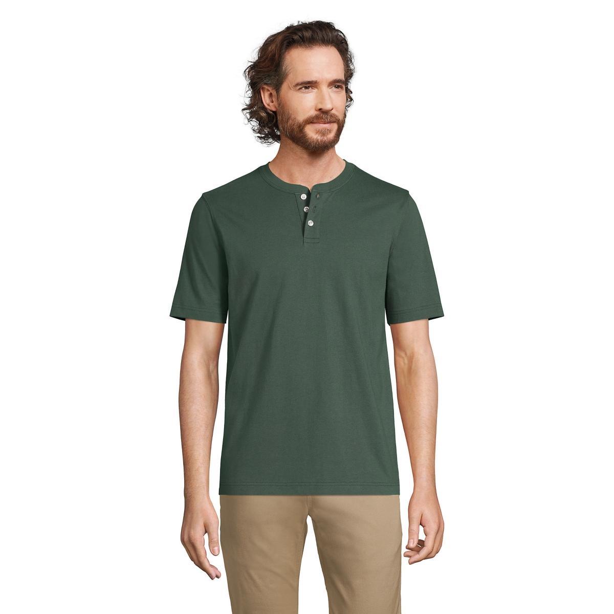 Men's Lands' End Classic-Fit Super-T Henley, Size: Medium, Gray Grey Product Image