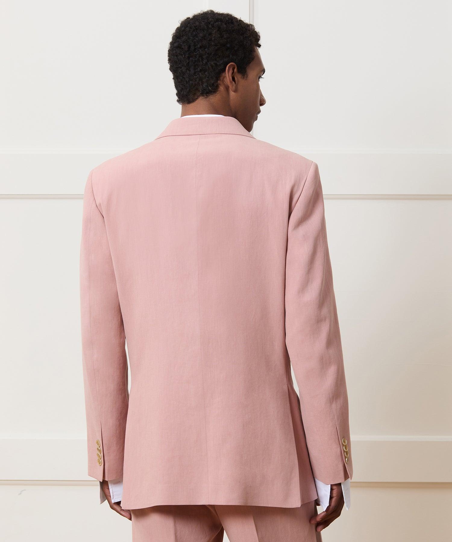 Italian Relaxed Sueded Linen Double-Breasted Tuxedo Jacket Product Image