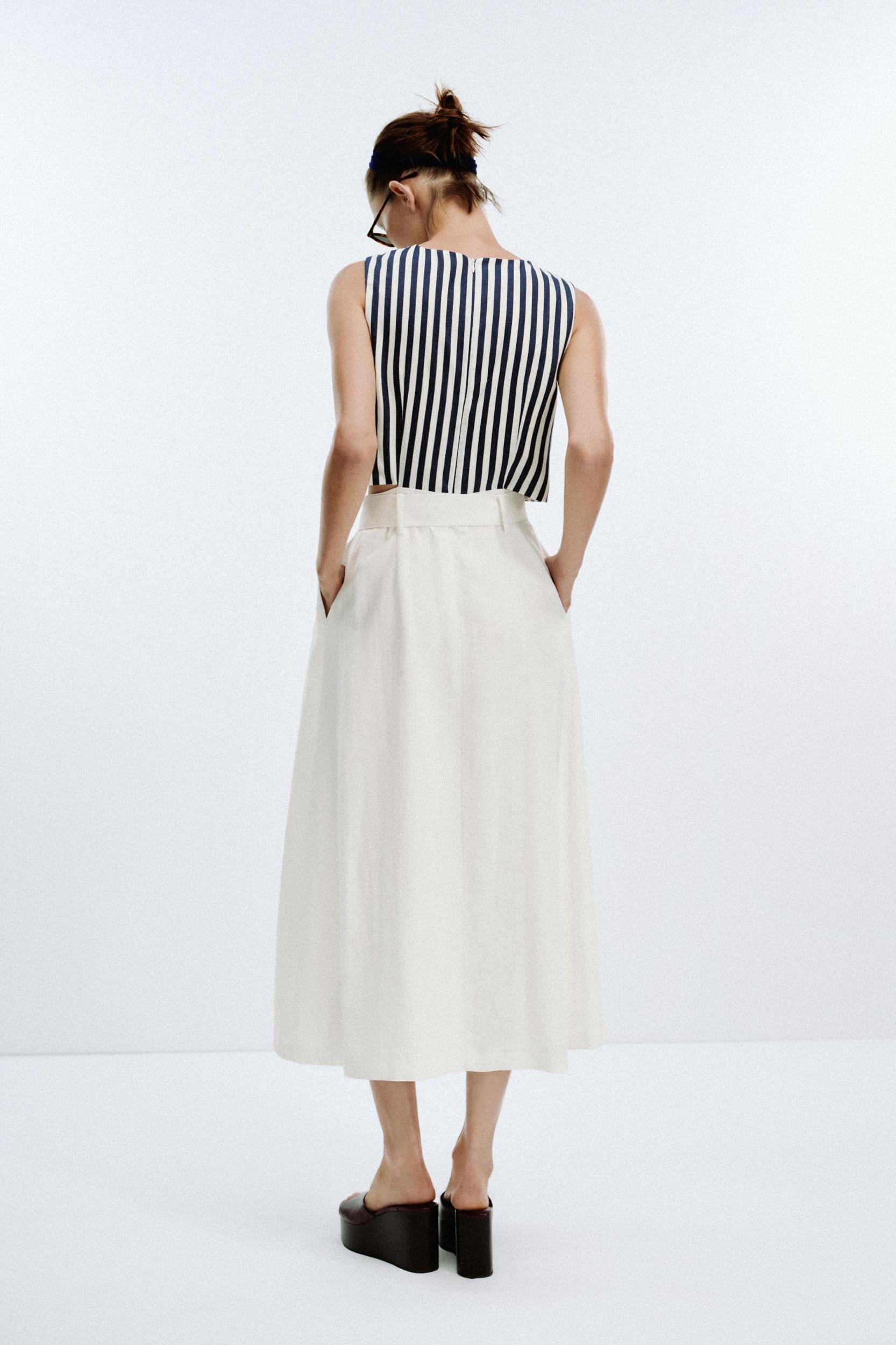 LINEN BELTED COMBINATION MAXI DRESS Product Image