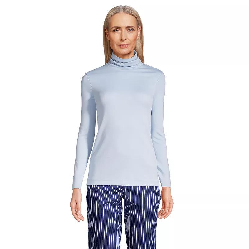 Womens Lands End Supima Cotton Long Sleeve Turtleneck Radiant Blue Product Image