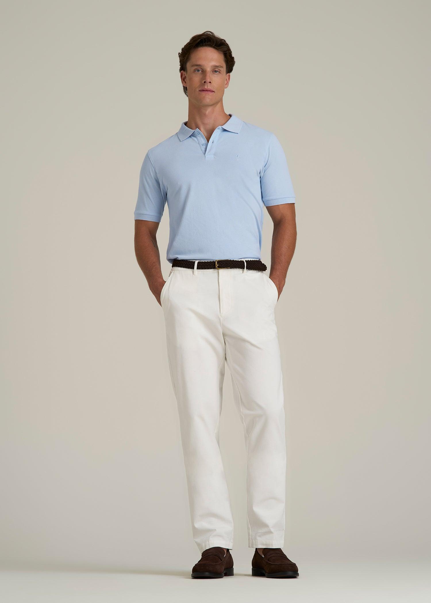 Men's Tall Classic Polo with Embroidered Logo in Ice Blue Male Product Image