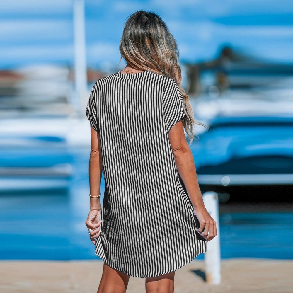 Women's Irregular Stripe Dolman Sleeve Mini Dress - Cupshe Product Image