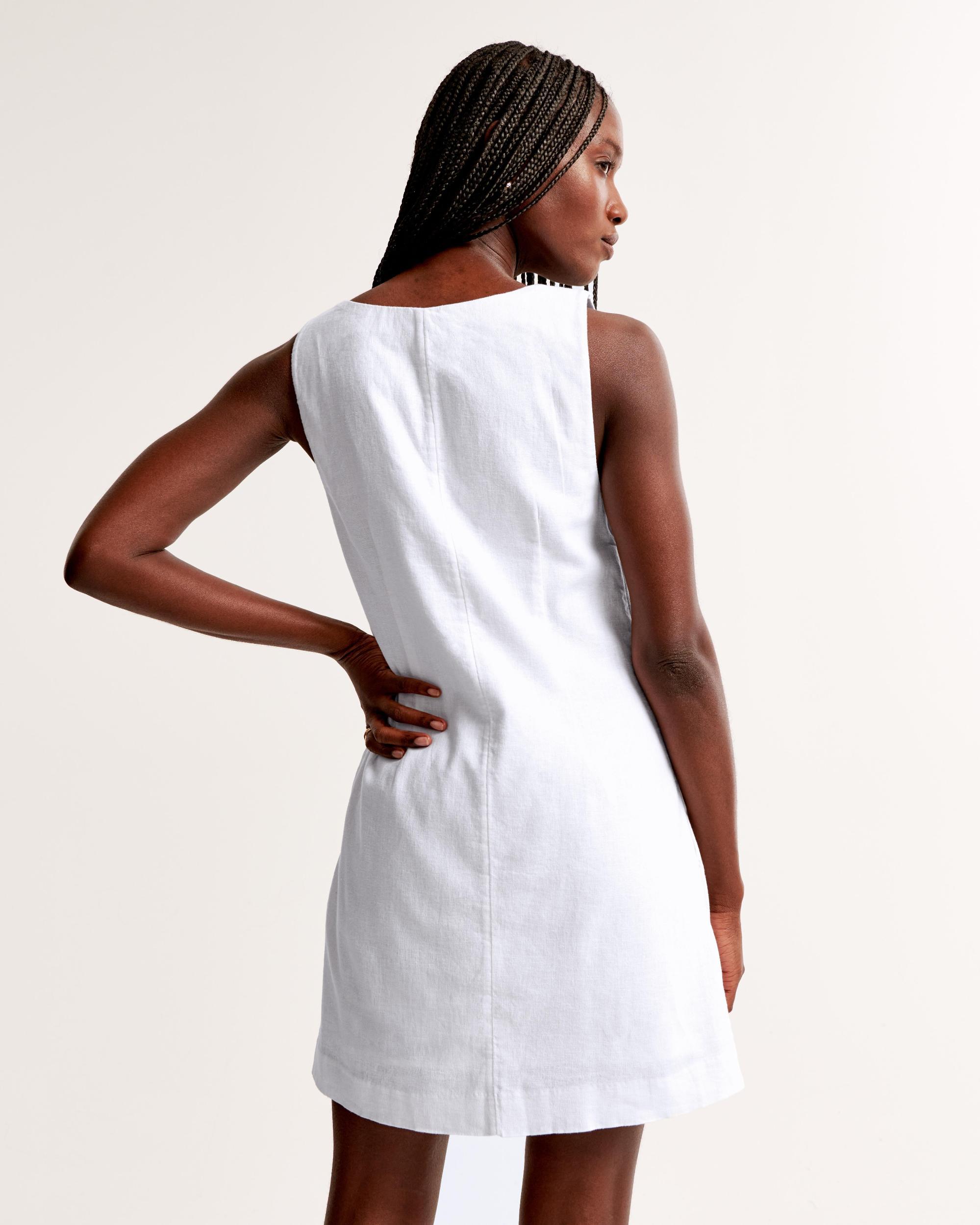 Linen-Blend Shift Mini Dress Product Image