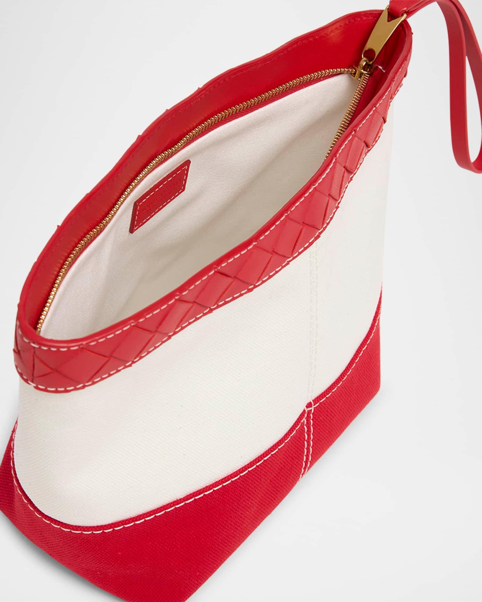 Leather-Trim Canvas Pouch Bag Product Image