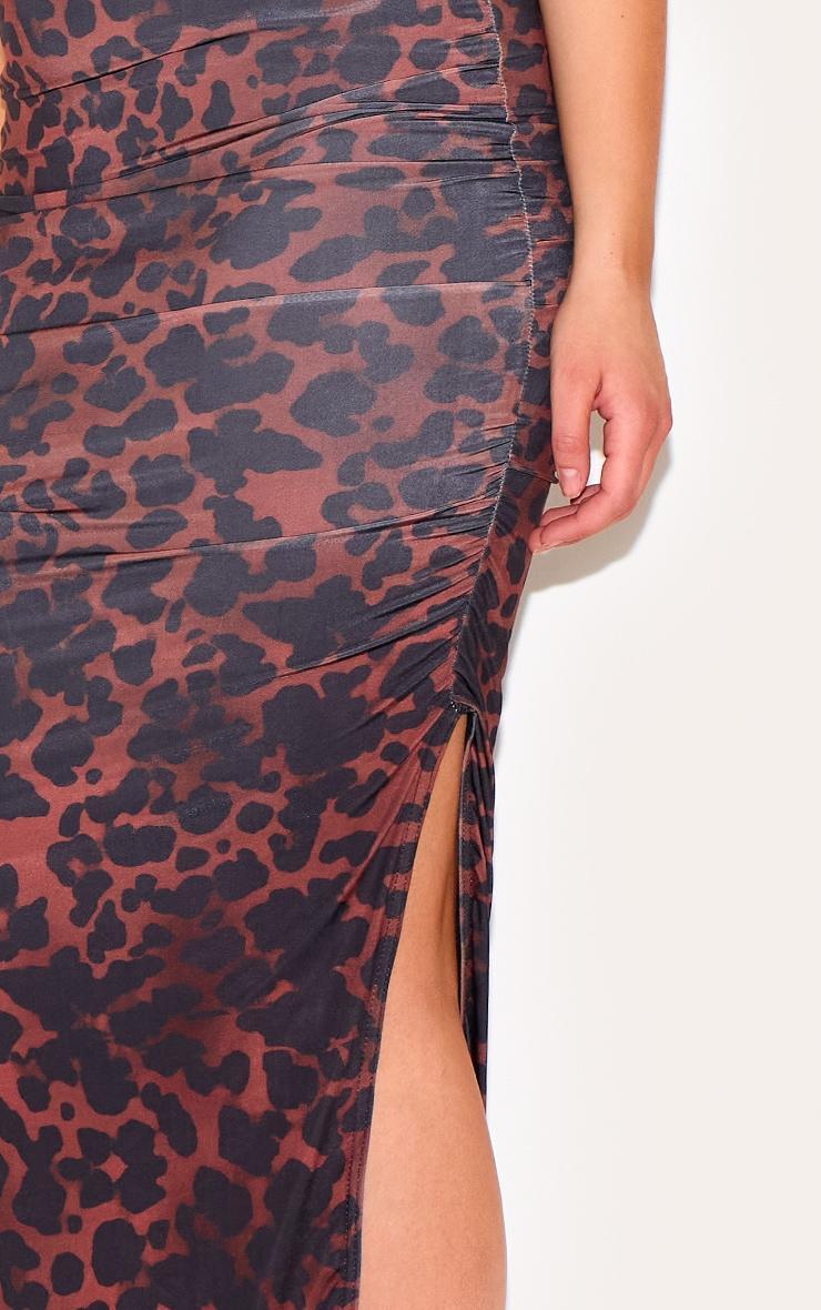 Shape Brown Leopard Print Slinky Cowl Neck Maxi Dress Product Image
