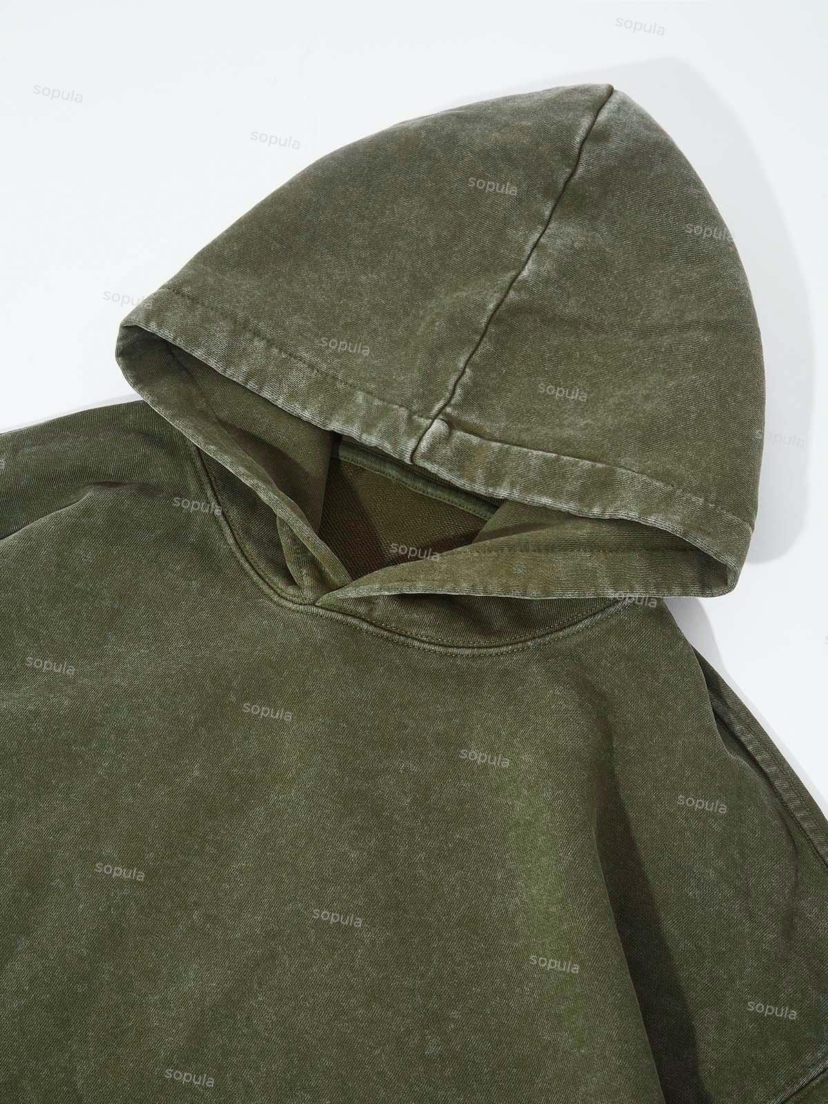 Sopula Relaxed Vintage Graphic Casual Street Washed Hoodie Product Image