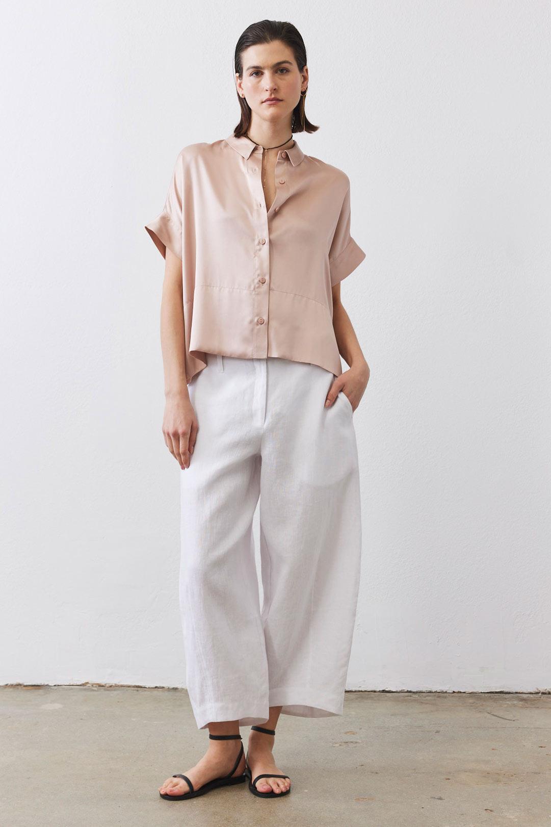 Boxy Washable Silk Cropped Blouse Product Image