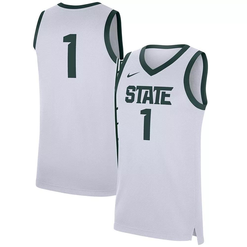 Men's Nike #1 White Michigan State Spartans Replica Jersey, Size: Large Product Image