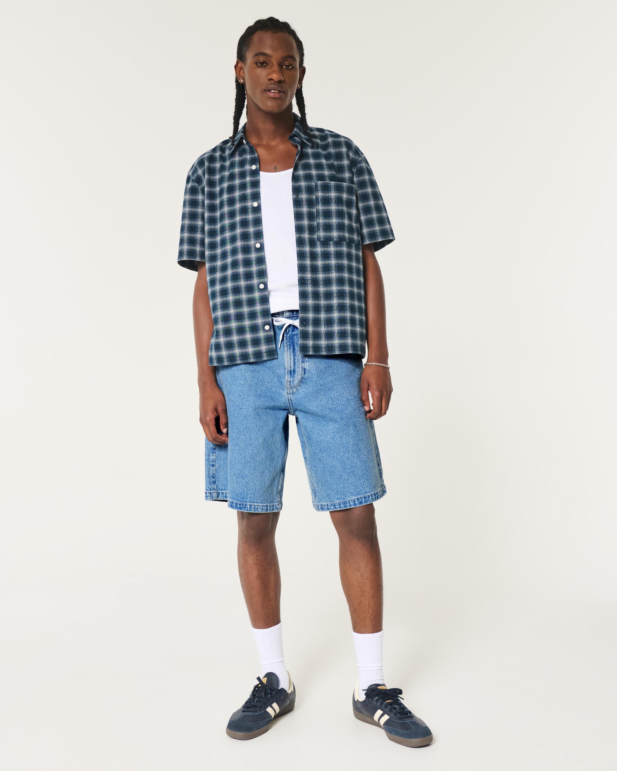 Light Wash Baggy Jean Shorts Product Image