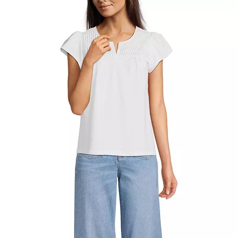 Women's Lands' End Lightweight Jersey Top, Size: Large, White Purple Product Image