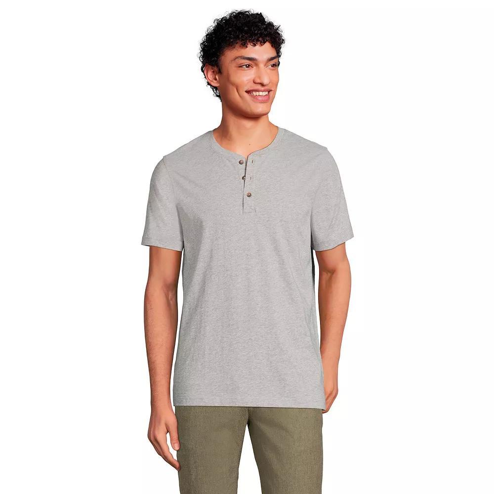 Men's Lands' End Short Sleeve Supima Jersey Henley Top, Size: XL, Tourmaline Product Image