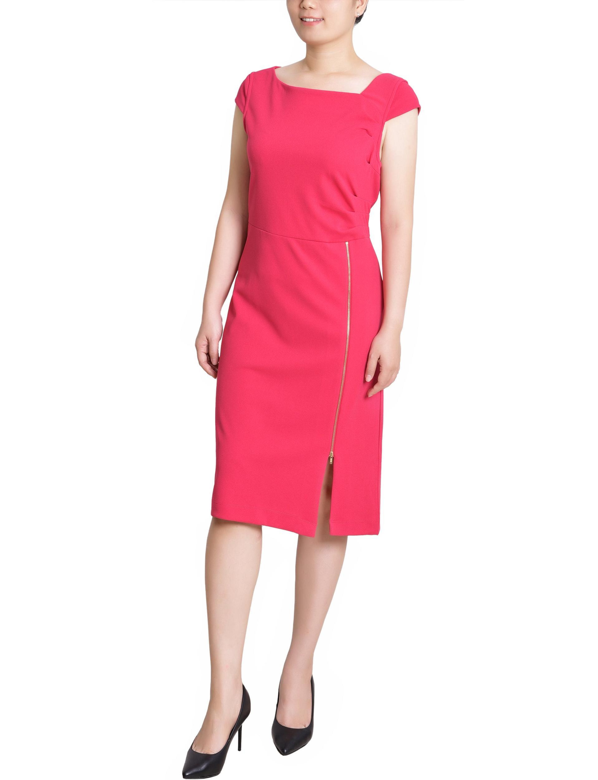 Pink Cap Sleeve Exposed Zipper Dress - Petite Product Image