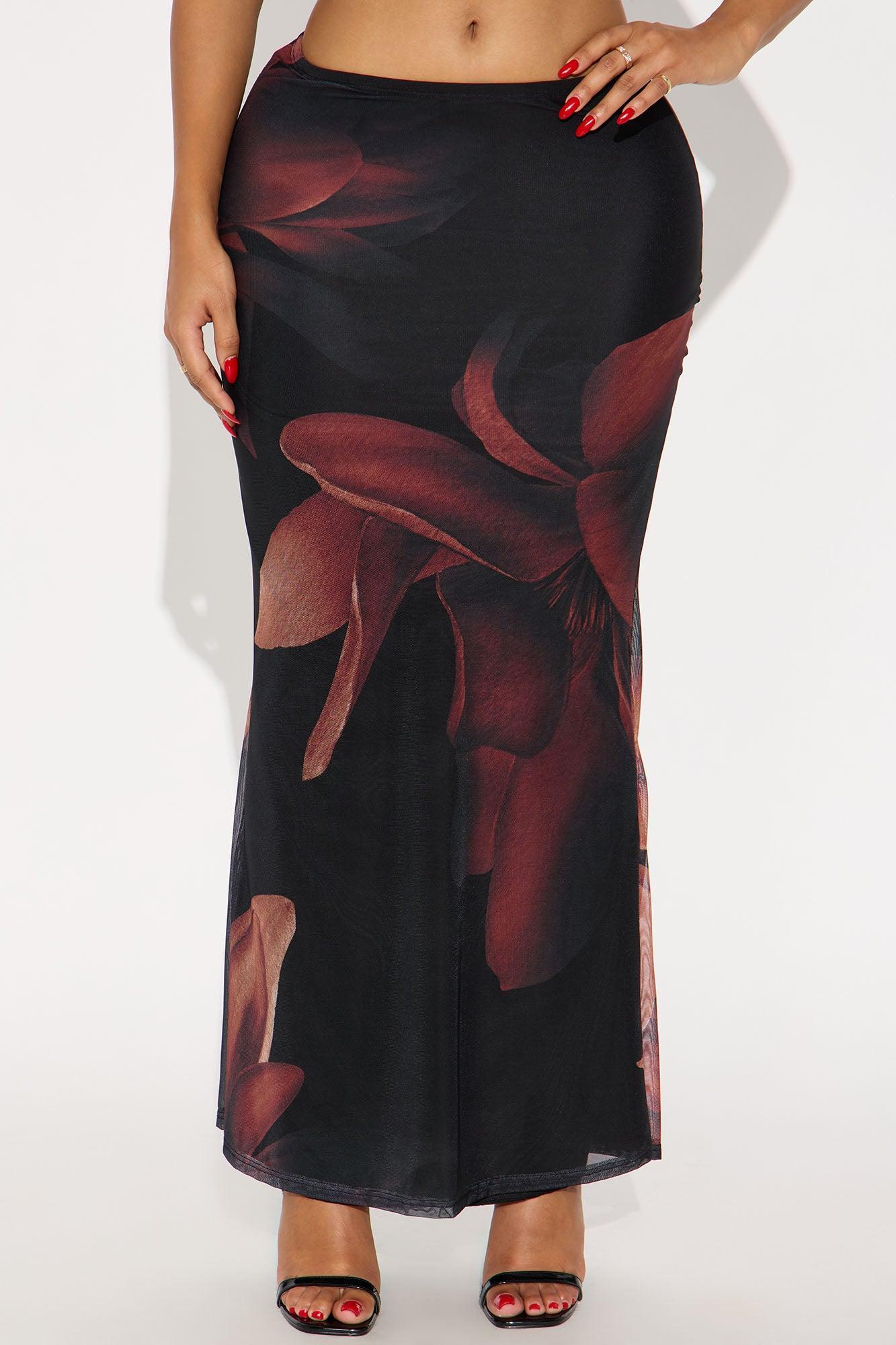 Lilith Floral Mesh Maxi Skirt - Black/combo Product Image