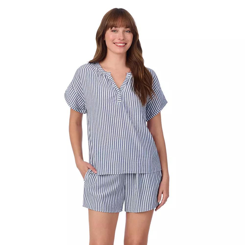 Women's Draper James 2-Piece Seersucker Short Sleeve Pajama Top & Pajama Shorts Set, Size: XXL, Blue Stripe Product Image