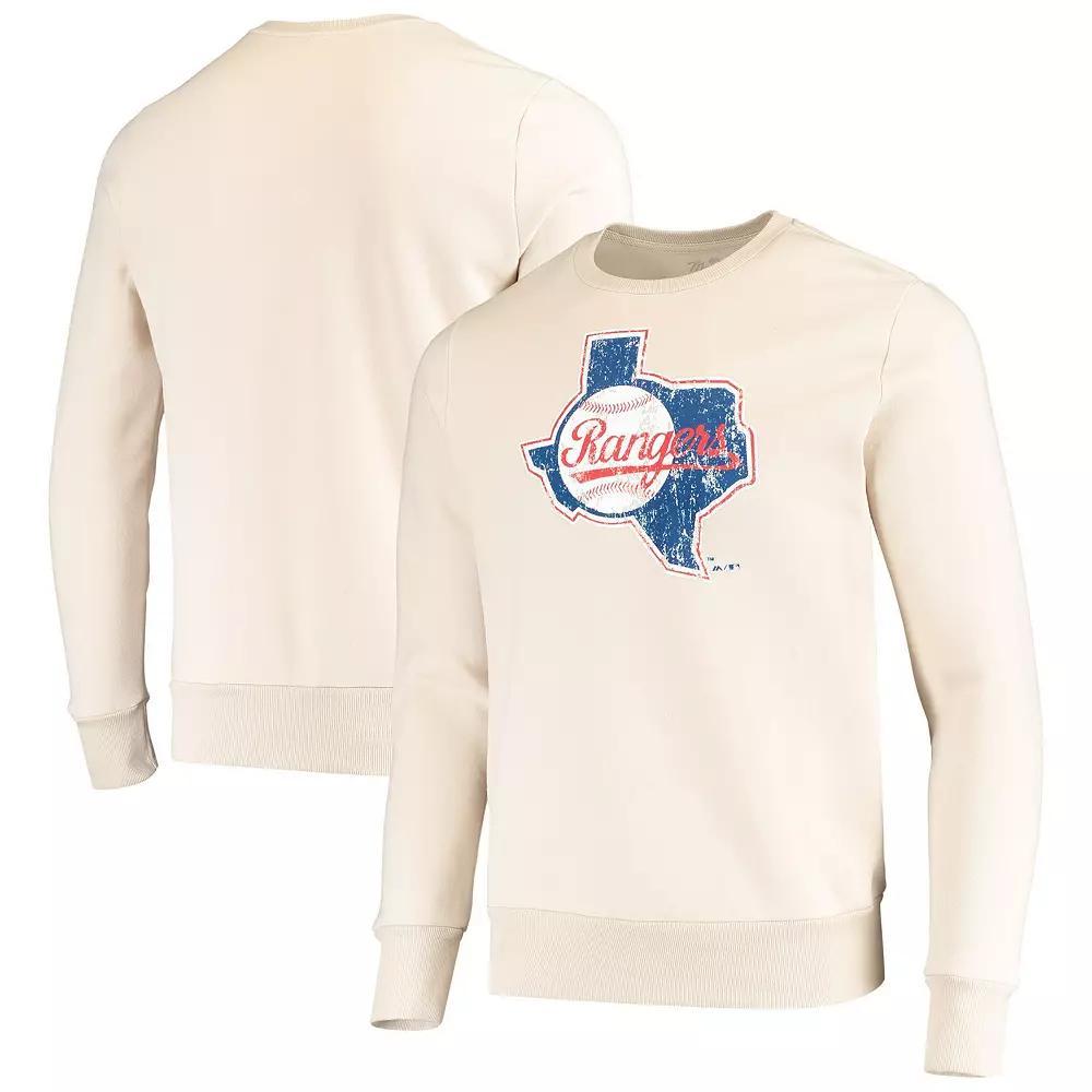 Men's Majestic Threads Oatmeal Texas Rangers Fleece Pullover Sweatshirt, Size: Large, Team Product Image