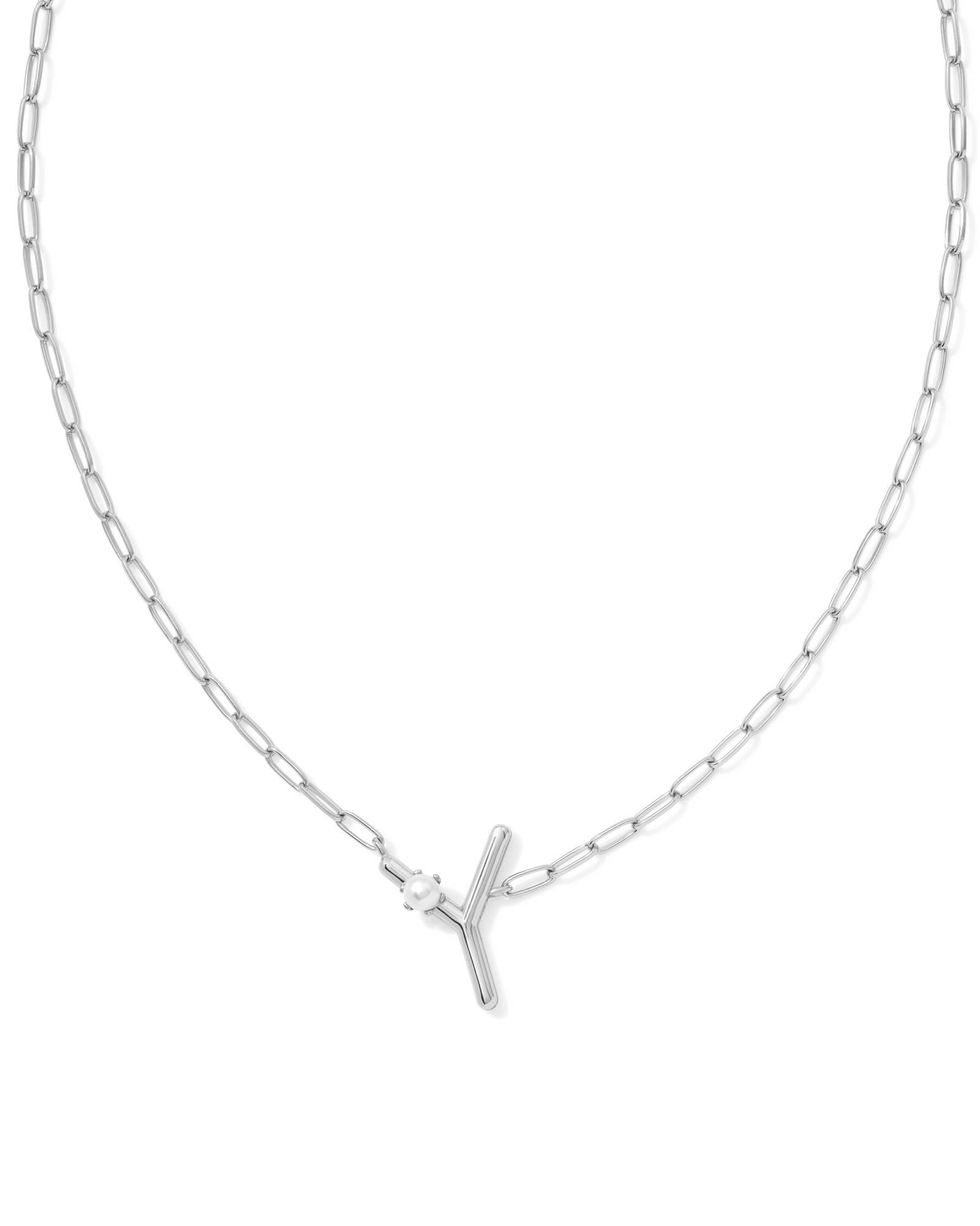 Pearl Silver Letter X Short Pendant Necklace in Freshwater Cultured Pearl Product Image