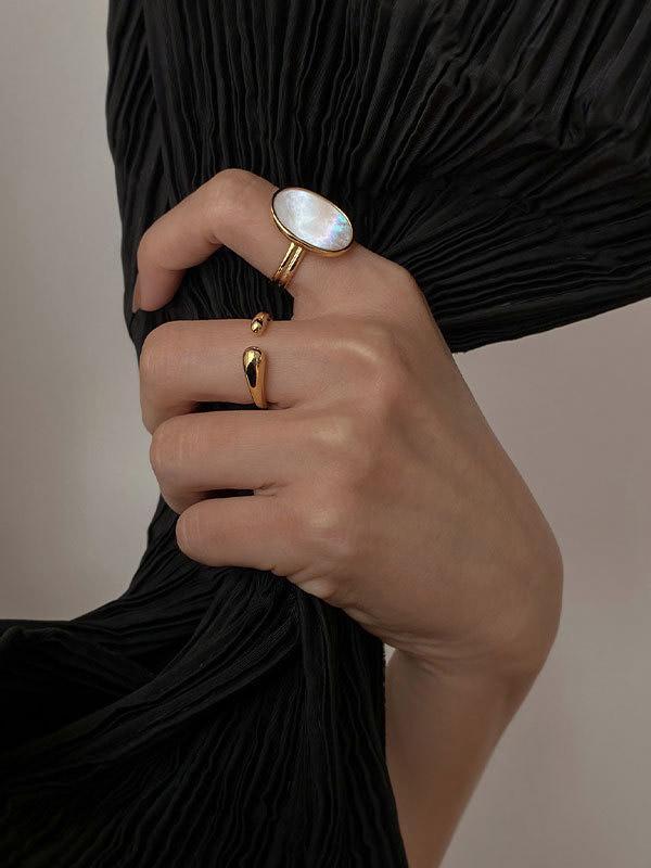 Adjustable Mother-Of-Pearl Geometric Rings Accessories Product Image