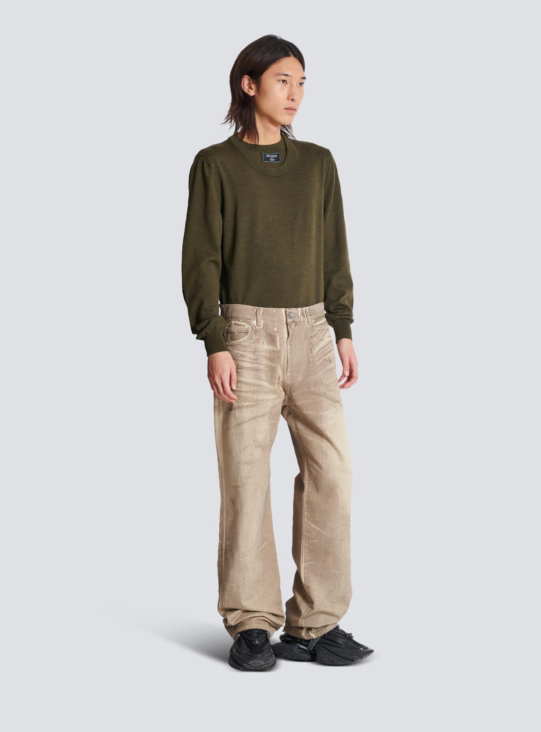 Loose-fit beige denim jeans Product Image
