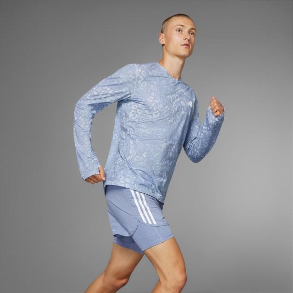 adidas Own the Run CLIMACOOL 3-Stripes Long Sleeve Tee Dash Grey M Mens Product Image