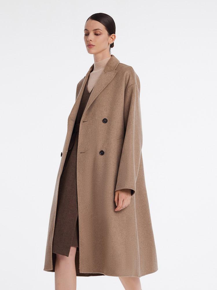 Pure Cashmere Double-Breasted Lapel Coat Product Image