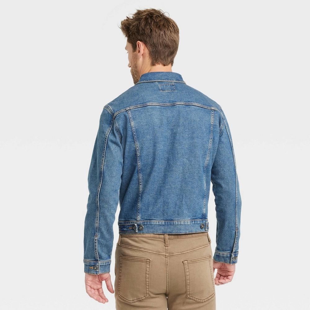 Men's Midwash Denim Trucker Jacket - Goodfellow & Co™ XXL: Recycled Cotton, Spandex, Heavyweight Fabric, 4 Pockets Product Image