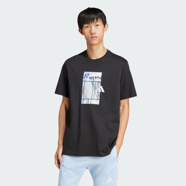 adidas Lens Elevated Graphic Tee Olive Strata M Mens Product Image