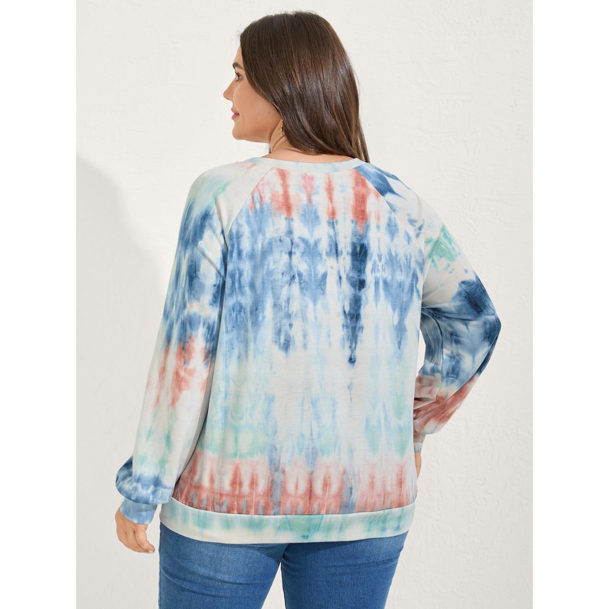 Plus Size Tie-Dye Ombre Gradient Print Sweatshirt Women Multicolor Round Neck Vacation Sweatshirts BloomChic 26/4X Product Image