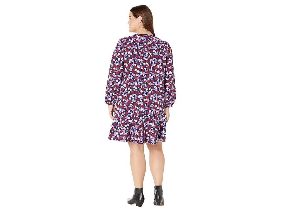 Draper James Rosanne Shift Dress in Plum Floral (Nassau Navy ) Women's Dress Product Image