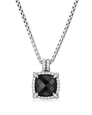 Womens Chatelaine Pav Bezel Pendant Necklace in Sterling Silver Product Image