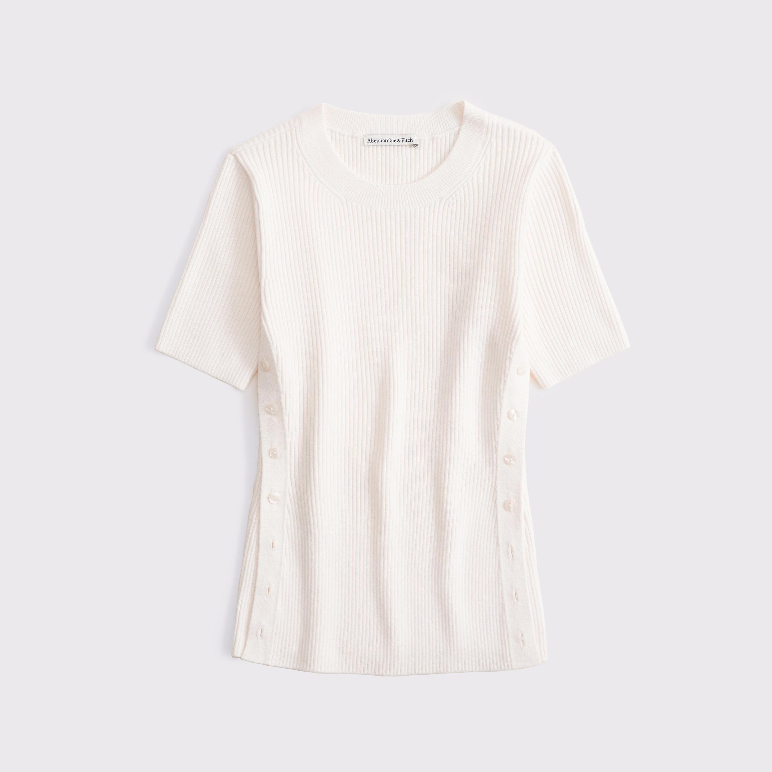 LuxeLoft Side-Button Sweater Tee Product Image