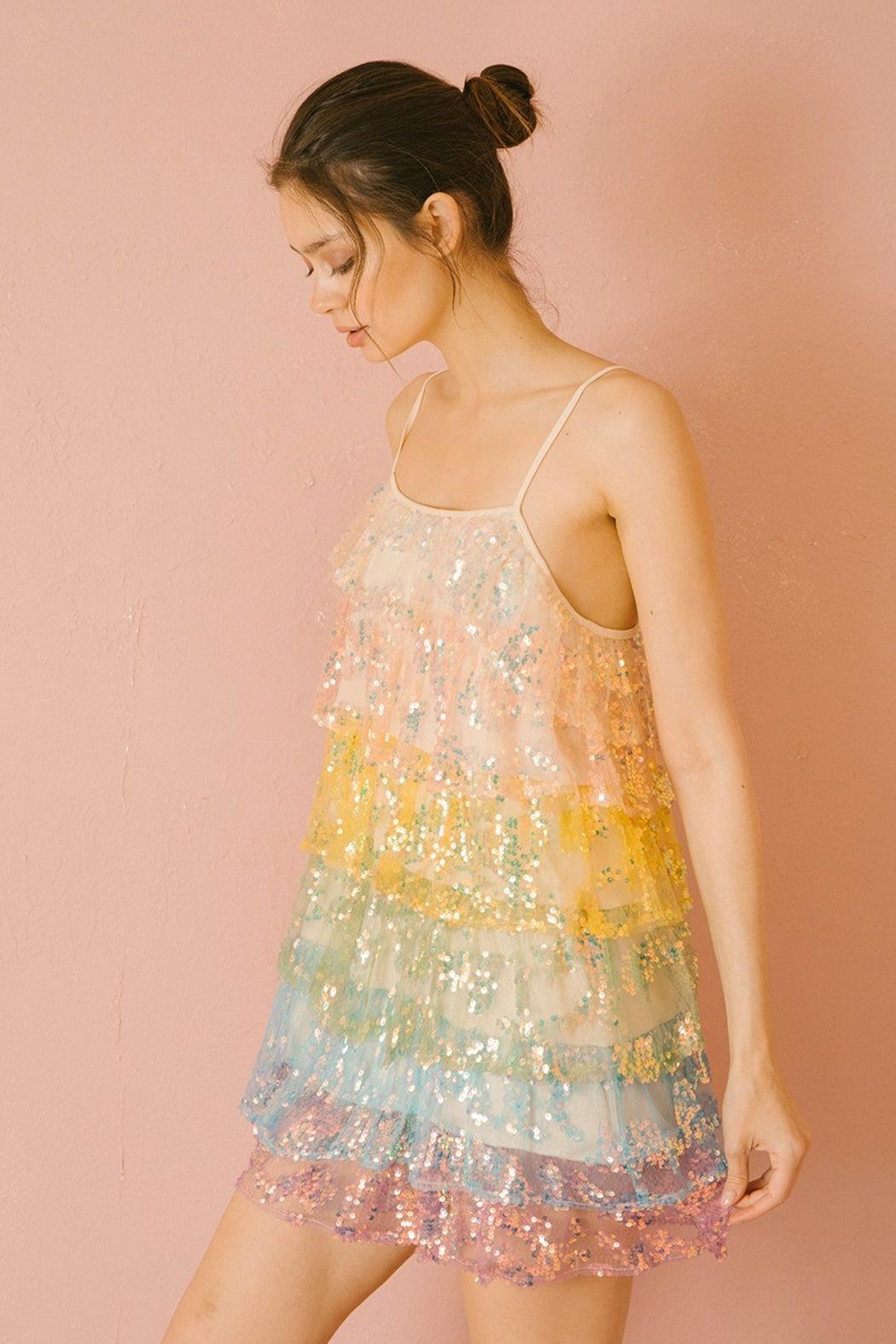 Tiered Sequin Dress Female Product Image