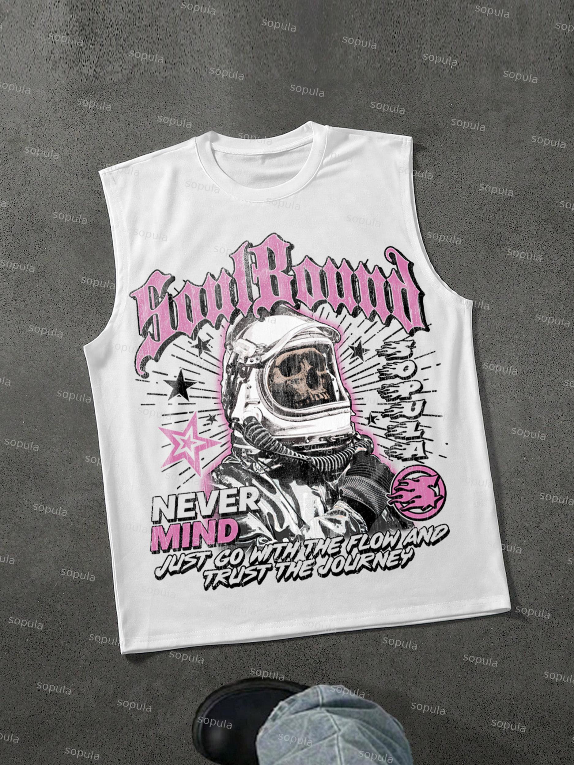 Skull Astronaut Vintage Graphic Tank Top Product Image