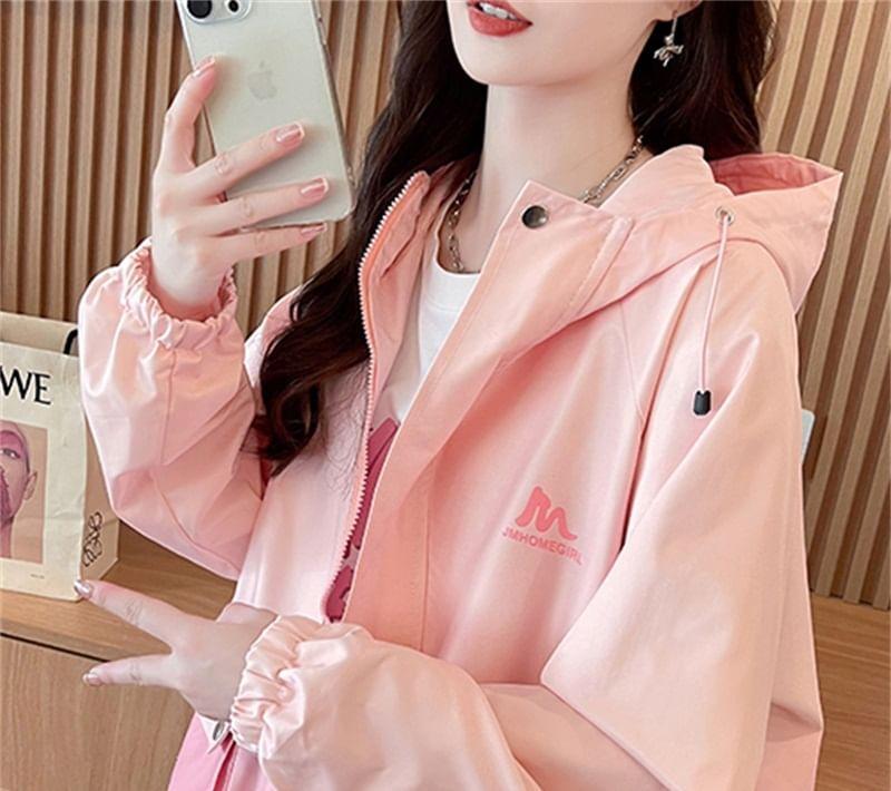 Gradient Hooded Zip-Up Cargo Jacket Product Image