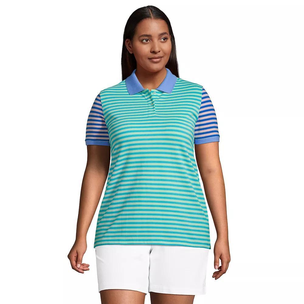 Plus Size Lands End Mesh Supima Cotton Polo Shirt, Womens Product Image