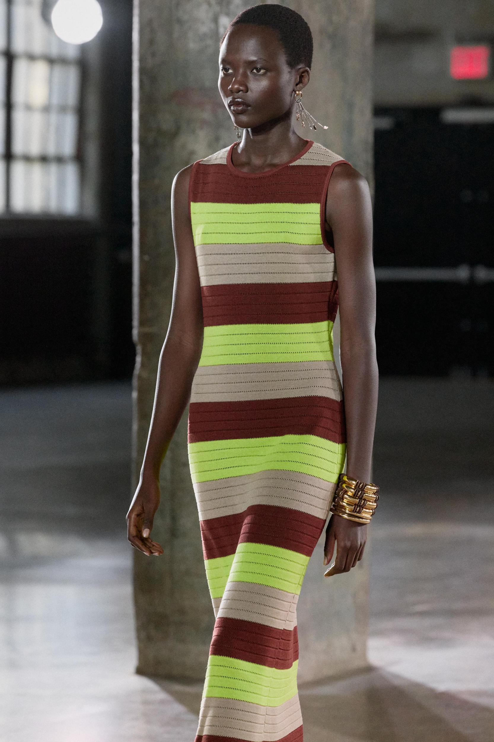 STRIPED KNIT LONG DRESS Product Image
