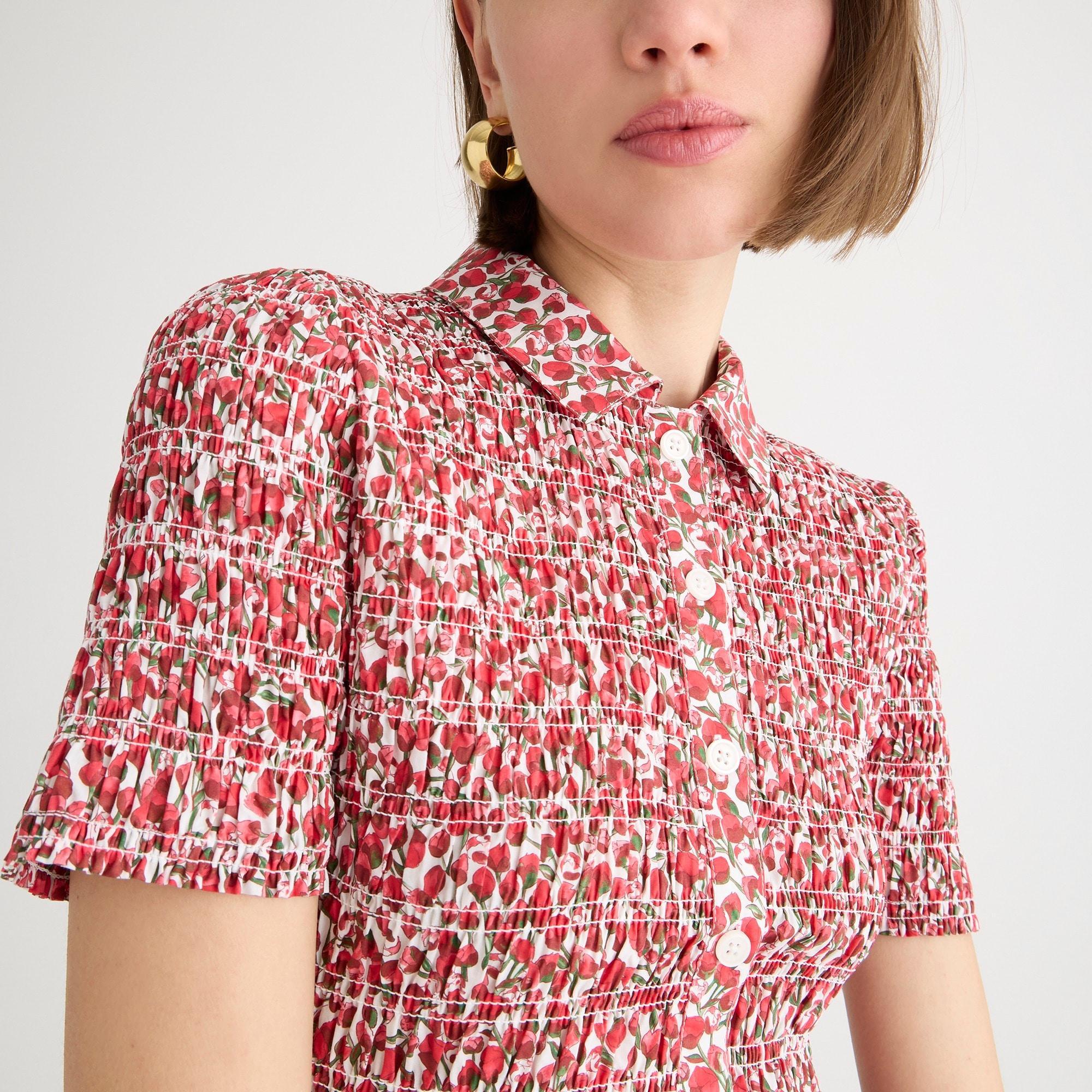Smocked button-up shirt in Liberty® Eliza's Red fabric Product Image