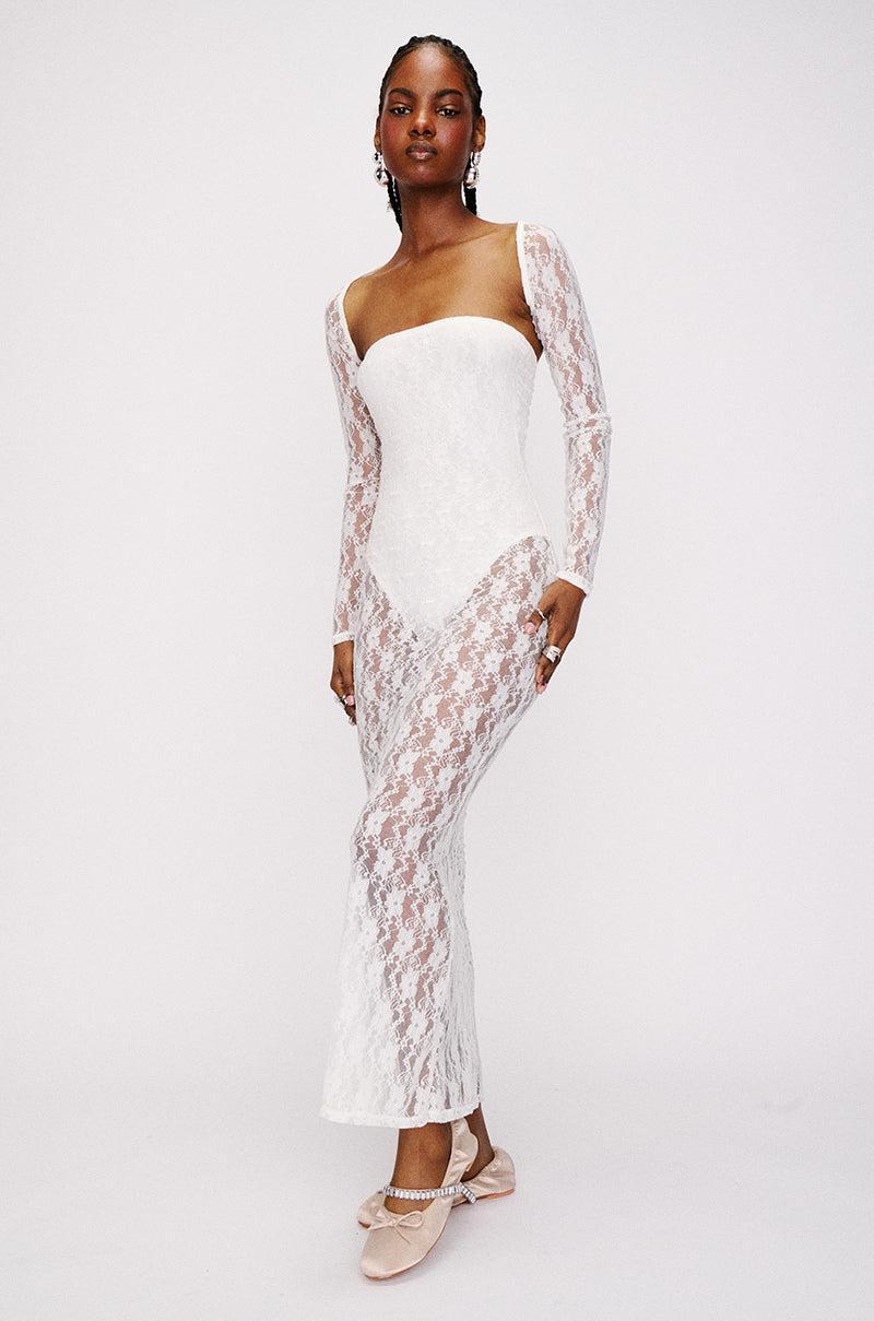 SIANNE STRAPLESS FLORAL LACE MAXI DRESS Product Image